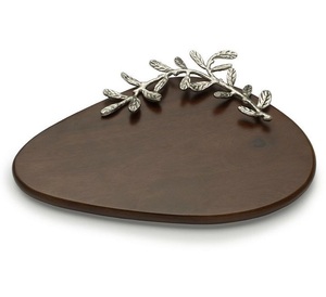 Bandeja de barra de metal de forma redonda irregular con asas elegantes Bandeja para servir alimentos Mesa decorativa chapada en oro con tamaño personalizado - Product Image 1