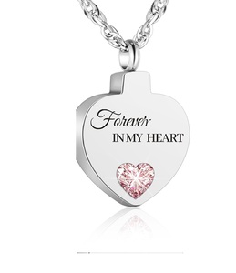 White Stainless Steel Custom Size Cremation Urn Necklace <b>for</b> Women Modern Heart <b>Ashes</b> Birthstone Jewelry Personalized <b>Ashes</b> - Product Image 1