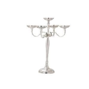 Candélabre unique à 5 bras en métal argenté, grand modèle, pour sol, décoration de mariage et centre de table - Product Image 1