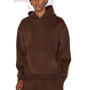 Vente en gros 2024 coupe régulière solide hiver plaine poids lourd hommes pull à capuche mélangé coton personnalisé polaire - Product Image 4
