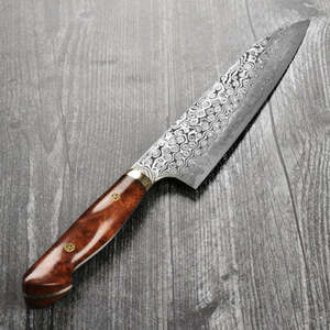 Cuchillo de cocina de acero de Damasco hecho a mano personalizado con mango de madera de rosa para bricolaje soporte OEM disponible - Product Image 5