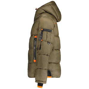 Vêtements matelassés à poignets élastiques Indemand Veste à fermeture éclair bouffante à capuche pour hommes Vestes personnalisées légères et chaudes avec poches zippées - Product Image 6