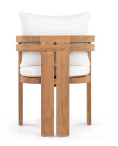 Chaise de salle à manger extérieure moderne en teck massif avec finition de couleur naturelle et tissu imperméable pour la maison, l'hôtel, la chambre et le parc - Product Image 4