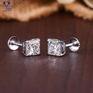 1.00 TDW Princess Cut Diamond Boucles d'oreilles en or blanc par Labstone/Diamants pour chaque célébration/couleur EF-VS - Product Image 2