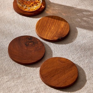 Natural Wooden Coaster Set Solid Wood Drink Mats Heat Resistant <b>Table</b> <b>Protection</b> for Home Hotel Use - Product Image 2
