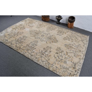 พรมปูพื้นทำมือทรงสี่เหลี่ยมขนแกะสไตล์ตุรกีวินเทจผ้าเย็บปะต่อสีเทา5.8x8.6ฟุตสำหรับโถงทางเดิน - Product Image 4