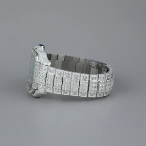 Esfera única Skelton de plata personalizada con Diamante Azul Nevy y reloj de diamantes Moissanite helado para hombres a la moda - Product Image 3