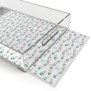 Vassoio Decorativo in Acrilico Lucite Premium con Inserto in Carta, Vassoio Trasparente con Manici Dorati, Dimensioni Personalizzabili - Product Image 6