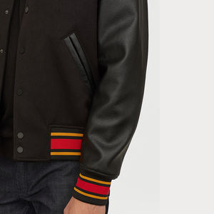 Vestes universitaires noires de luxe personnalisées Veste pour hommes Veste universitaire Letterman à manches en cuir pour hommes - Product Image 5