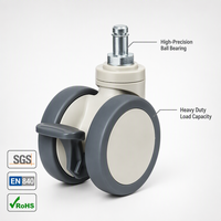 Roulettes pivotantes à frein centralisé VIMA pour hôpitaux, roues en nylon TPR de 3 pouces, blanches, capacité de charge de 60 kg, équipement réglable