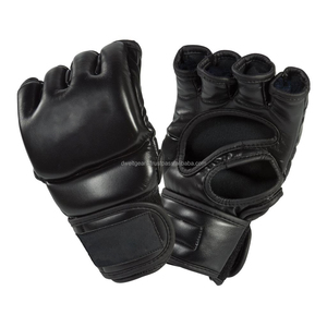 DWELT GEARS Custom Logo Leather MMA Gloves Breathable Hook & Loop Closure for Wrist Strap Professional Fight Training Gear - Product Image 1
