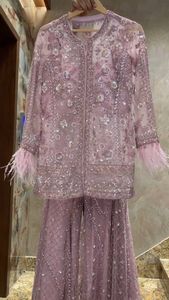 Conjunto Sharara de Red con Diseño de Mariposas, Estilo Indio-Pakistaní, Hermoso y Elegante, Traje Étnico para Fiestas y Bodas, para Mujer - Product Image 5