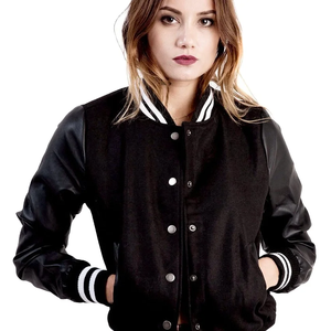 Vestes d'université pour hommes et femmes sur mesure avec corps en laine et manches en cuir Logo brodé Design patchwork d'hiver - Product Image 1