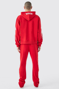 Conjunto de Sudadera con Capucha y Pantalones Anchos de Estilo Urbano, Estampado en Serigrafía, Hombros Caídos, Estilo Desgastado por el Sol, Transpirable, Lavado, para Invierno - Product Image 5