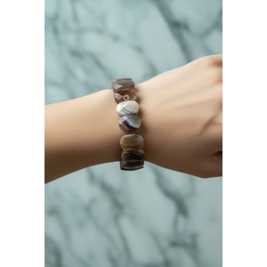 Bracciale in Agata del Botswana con Taglio Largo in Pietra Naturale - Product Image 1