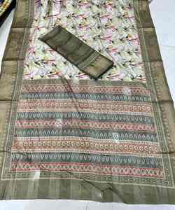 Nuevo último aspecto rico ropa casual Sari estampado de seda suave con pieza de blusa mujeres indias usan Sari barato mejor precio ropa al por mayor - Product Image 4