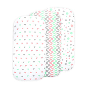100% algodón suave nuevo color lunares corazón Zig-Zag Moisés juego de sábanas portátil y agradable a la piel ropa de cama de bebé - Product Image 1