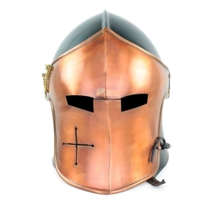 Casco Medieval de Caballero Templario con Visera, Acero Cepillado, Armadura Medieval |   Accesorios y Disfraces, Casco para Larpers (Cobre) - Product Image 4