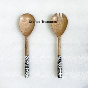 Cuillères en bois personnalisables avec poignée en résine Pochette Couverts en bois pour aliments Ustensiles de cuisine de haute qualité au meilleur prix - Product Image 2