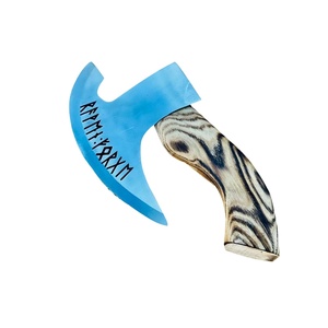 Wholesale Customization New Damascus Blade Pizza Cutter with <b>Viking</b> <b>Axe</b> Design Leather Sheath for Kitchen Use Chef Knife Set - Product Image 6