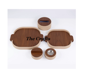 Ensemble de plateaux de service en bois de deux tailles différentes, articles de cuisine pour la maison, plateau de service pour aliments avec une qualité exclusive - Product Image 4