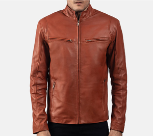 Último diseño cómodo 2022 alta calidad oveja Nappa Turn Down Collar hombres moda chaqueta de cuero con mangas completas - Product Image 1