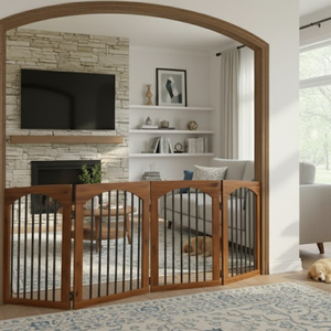 Freestanding Wooden Pet Gate <b>for</b> <b>Dogs</b> & Cats, Foldable Indoor Safety Barrier <b>for</b> Doorways, Hallways & <b>Stairs</b> - Product Image 6