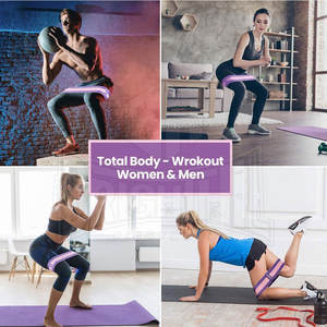 Bandas elásticas de yoga más vendidas Bandas de resistencia de tela Bandas de botín de color sólido impresas personalizadas - Product Image 6