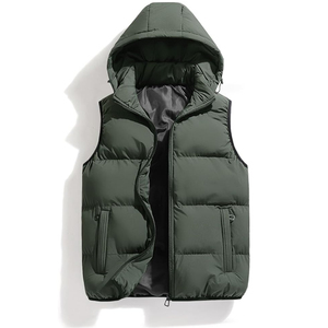 Chaleco acolchado de invierno para hombre al por mayor sin mangas cálido cremallera Chaqueta ligera chaleco capucha extraíble trabajo chaleco acolchado ligero - Product Image 6