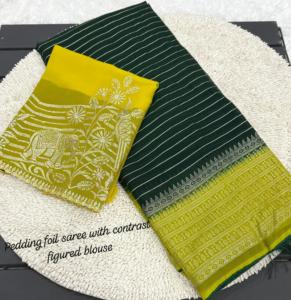 Ropa DE BODA atractiva de alta calidad Faux Georgette Saree con bordado Butta y borde de encaje Hermoso color verde claro - Product Image 4