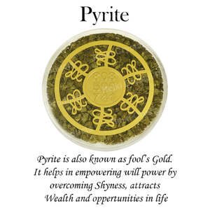 Feng Shui <b>Crystal</b> Pyrite <b>Orgone</b> Coaster with Engraved Zibu Symbol - Product Image 3
