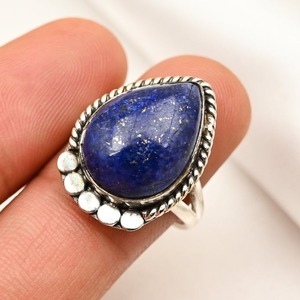 Anillo de piedras preciosas de lapislázuli de Plata de Ley 925 estilo bohemio, joyería hecha a mano, anillo de plata, joyería para mujer, regalo de boda para ella - Product Image 2