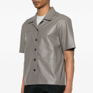 Camisa Casual de Cuero para Hombre con Diseño de Cuello Camisero Personalizado para la Temporada de Invierno con Logotipo Personalizado 2025 - Product Image 6