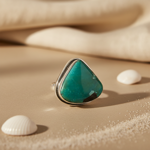 925 <b>Silver</b> Turquoise Gemstone Ring Bohemia Style <b>Women's</b> Gift Jewelry From Rajasthan - Product Image 3