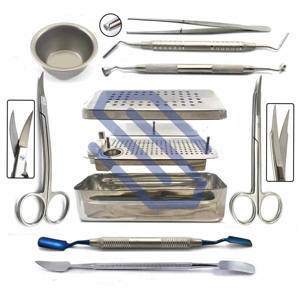 Juego de 9 Kit de cepillado dental suave con implante de Cirugía de colgajo de tejido lingual PRF Instrumentos de acero inoxidable Caja GRF Fuente manual - Product Image 1