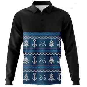 Chemises de pêche polo respirantes confortables à manches longues de qualité supérieure UPF50 Logo personnalisé sublimé Polyester Séchage rapide Chemise pour homme - Product Image 3