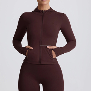 Veste de yoga à fermeture éclair nue pour femmes Running Slim-fit Fitness Wear Veste de sport à fermeture éclair avec logo - Product Image 1