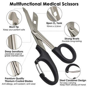 ANAAIF Ciseaux médicaux manuels d'aide aux traumatismes Ciseaux de premiers soins avec bord dentelé en acier à base d'instruments chirurgicaux - Product Image 5