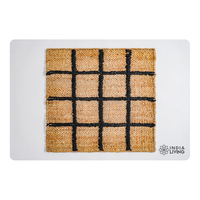 Boxy Rugs Strukturierter Plüsch-Juteteppich mit Kräftigen Schwarzen Linien, Modernes Interieur, Naturfaser, Rutschfest, Waschbar, Bodenmatte in Maßanfertigung, Großhandel