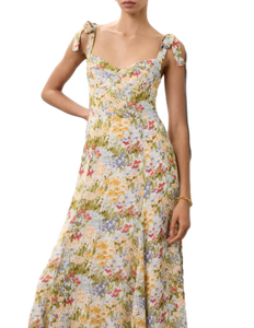 Robe jaune à nœud et coupe ample de qualité exportée pour un confort quotidien disponible au meilleur prix depuis l'Inde - Product Image 3