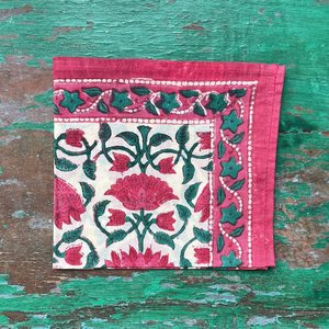 Organic Indian Cotton Square Bandana <b>Scarf</b> Foulard Neckerchief Necktie Face Mask Hijab Handmade Vintage Flower Breathable - Product Image 3