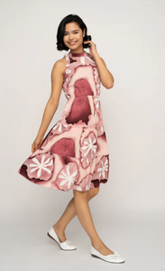 Women's high Quality Elegant Female Career Dress Printed Delta Crush <b>Knee</b> Length Fit Flare and Formal Dress for Women - Product Image 2