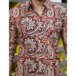 Chemise pour homme, 100% coton, imprimée avec des motifs floraux à pois, décontractée, manches longues, options de tissu popeline Oxford, fabrication ODM/OEM - Product Image 2