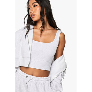 Best Selling Ash <b>Grey</b> 2 Piece <b>Women's</b> Deep Hem Crop Hooded Shorts <b>Tracksuit</b> Set Hoodie And Short <b>Women</b> <b>Tracksuit</b> Set 2 Piece Set - Product Image 3