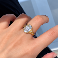 Bague de fiançailles en diamant de laboratoire 5 carats taille Old Mine, or jaune 18 carats, style vintage Old Mine, personnalisable OEM ODM, vente en gros