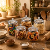 Ensemble de bocaux de conservation alimentaire en plastique PET transparent, hermétiques, résistants à l'humidité, pour garde-manger, comptoir et cuisine
