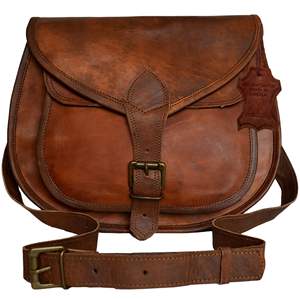 <b>Women's</b> Durable Genuine <b>Leather</b> Brown Crossbody Sling <b>Bag</b> Lightweight Zipper Closure Shoulder Satchel for Daily Office Use - Product Image 1