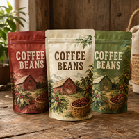 Sachet d'emballage pour grains de café de spécialité OEM avec fermeture éclair, sac Doypack personnalisé résistant à l'humidité