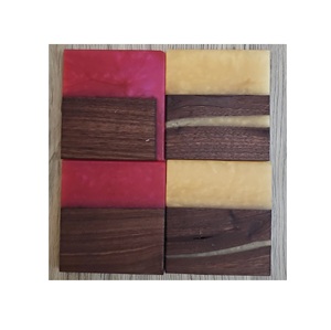 Posavasos de madera de acacia y piedra de resina con forma al por mayor y color rosa oscuro y blanquecino producto de gran oferta - Product Image 1