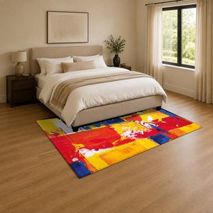 Tapis RUGS DEPOT LXDP-0680 en gros, rouge bordeaux, ethnique, kilim, imprimé numériquement, lavable en machine, chenille, antidérapant - Product Image 3